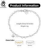 925 Sterling Silver Heart Chain Anklet Foot Bracelet for Women