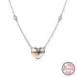 925 Silver Heart Necklace 14K Plated Pendant