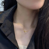 925 Silver Heart Necklace Women Love Double Ring Pendant Anniversary