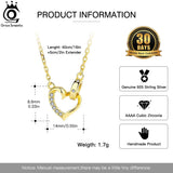 925 Silver Heart Necklace Women Love Double Ring Pendant Anniversary