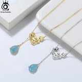 Sterling Silver Heart Pendant Necklace with Aquamarine Gemstone