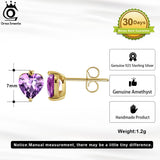 925 Silver Heart Stud Earrings Amethyst Garnet Fine Jewelry Gift