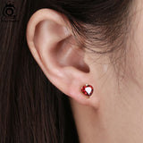 925 Silver Heart Stud Earrings Amethyst Garnet Fine Jewelry Gift