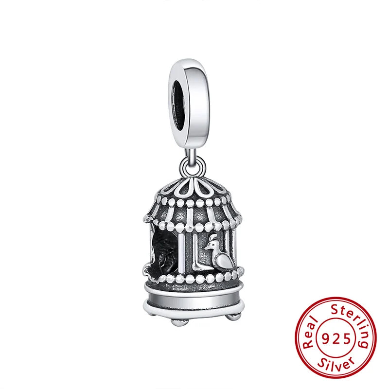 925 Silver Retro Bell Charms for Bracelet Pendant DIY