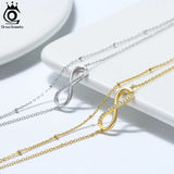 925 Silver Infinity&Satellite Layered Anklets for Women