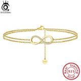 925 Silver Infinity&Satellite Layered Anklets for Women