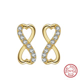 925 Silver Infinity Stud Earrings AAAA CZ Geometric Earings 925 Jewelry