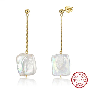 925 Silver Baroque Pearl Dangle Earrings for Women GPE05