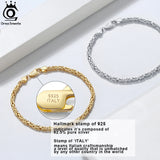 925 Silver 2.5mm Flat Byzantine Chain Bracelet for Women