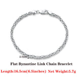 925 Silver 2.5mm Flat Byzantine Chain Bracelet for Women