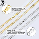 ORSA 925 Sterling Silver Cuban Chain Necklace 3mm/5mm