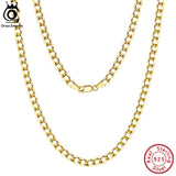 ORSA 925 Sterling Silver Cuban Chain Necklace 3mm/5mm