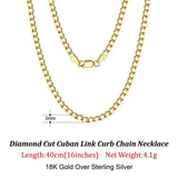 ORSA 925 Sterling Silver Cuban Chain Necklace 3mm/5mm