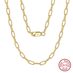 925 Silver Italian 3mm PaperClip Chain Necklace SC67