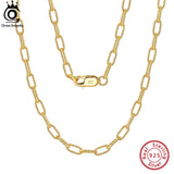 925 Silver Italian 3mm PaperClip Chain Necklace SC67