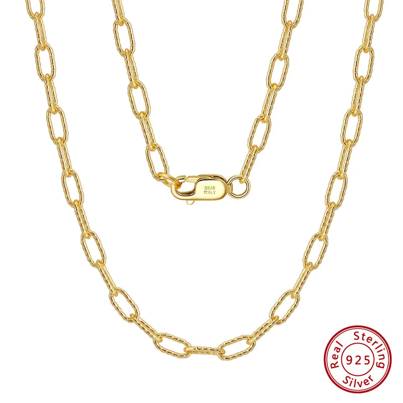 925 Silver Italian 3mm PaperClip Chain Necklace SC67