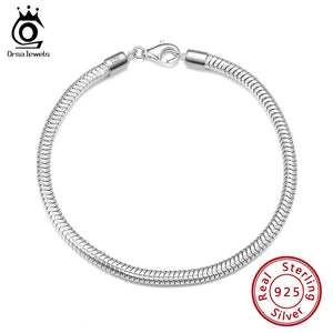925 Silver Italian 3mm Snake Chain Bracelet Women Men Hand Bracelet Jewelry