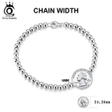925 Silver Italian Round Ball Bead Bracelet 4mm Chain 16.5 18 SB103