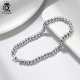 925 Silver Italian Round Ball Bead Bracelet 4mm Chain 16.5 18 SB103