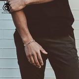 925 Sterling Silver Punk Diamond-Cut Link Chain Bracelet for Men Women