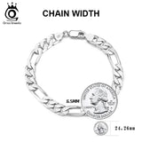 925 Sterling Silver Punk Diamond-Cut Link Chain Bracelet for Men Women