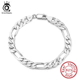 925 Sterling Silver Punk Diamond-Cut Link Chain Bracelet for Men Women