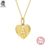 925 Silver Letter Initial Heart Necklace 14K Plated Dainty Pendant SN305