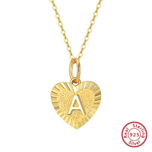 925 Silver Letter Initial Heart Necklace 14K Pendant SN305