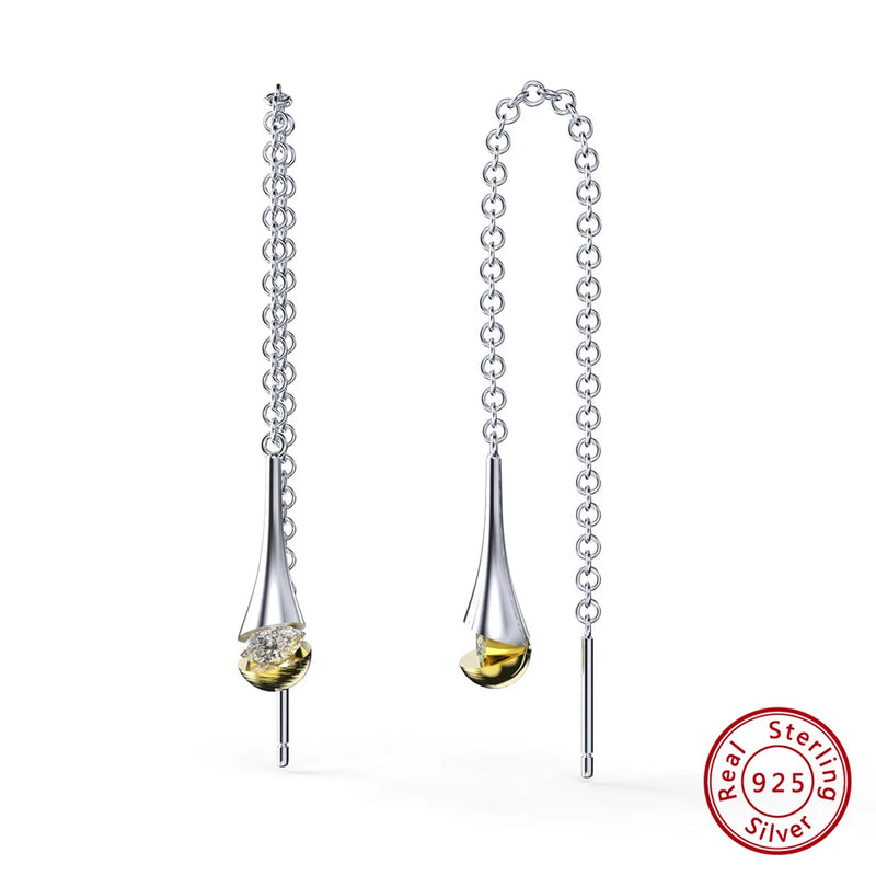925 Silver Dangle Earrings w/ AAAA Cubic Zirconia for Women