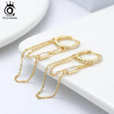 925 Silver Hoop Drop Earrings Clear Crystal Zirconia EQE33