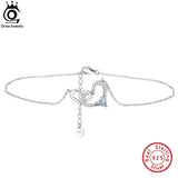 925 Silver Heart Chain CZ Anklet 14K Plated Gift