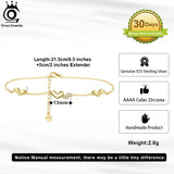 925 Silver Love Heart Anklets Women 14K Foot Bracelet Ankle Jewelry SA30
