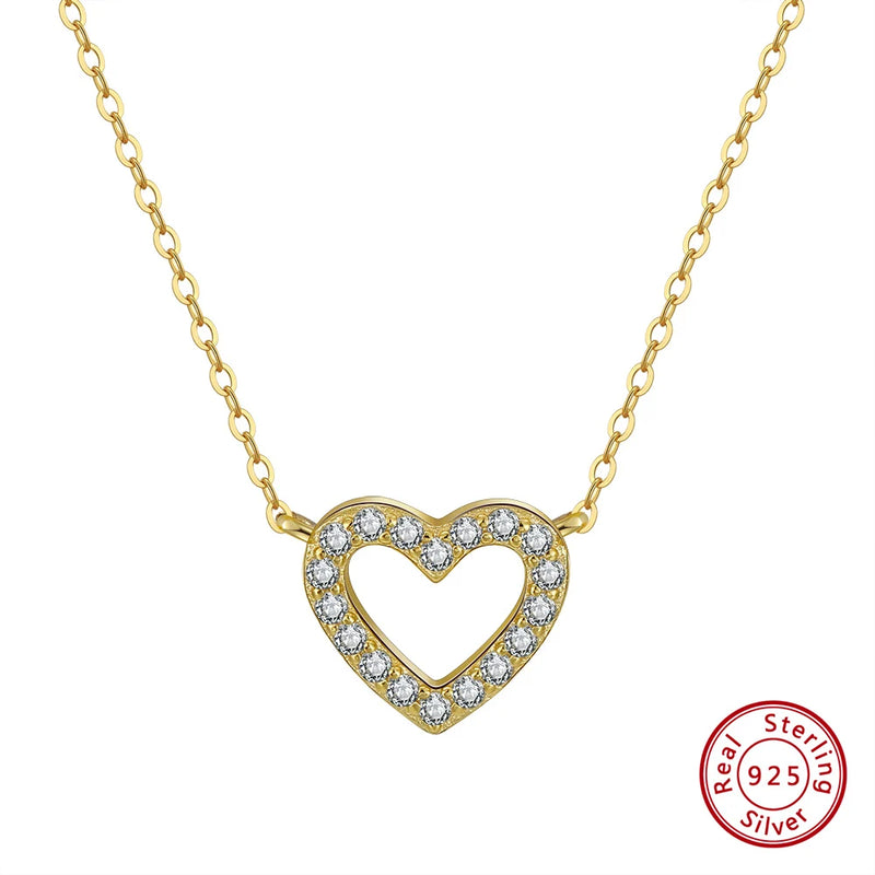 925 Silver Heart Pendant Necklace, CZ Anniversary Jewelry