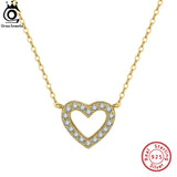 925 Silver Heart Pendant Necklace, CZ Anniversary Jewelry