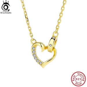 925 Silver Love Necklace Heart Crystal Wedding Engagement SN329
