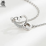 925 Silver Love Necklace Heart Crystal Wedding Engagement SN329