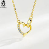 925 Silver Love Necklace Heart Crystal Wedding Engagement SN329
