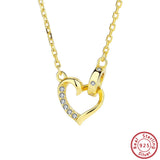 925 Silver Love Necklace Heart Crystal Wedding Engagement SN329