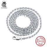 ORS Jewelry 925 Silver Diamond-Cut Rope Chain Necklace Women Men