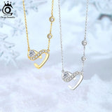 925 Silver Heart Pendant CZ Necklace for Women Christmas Gift