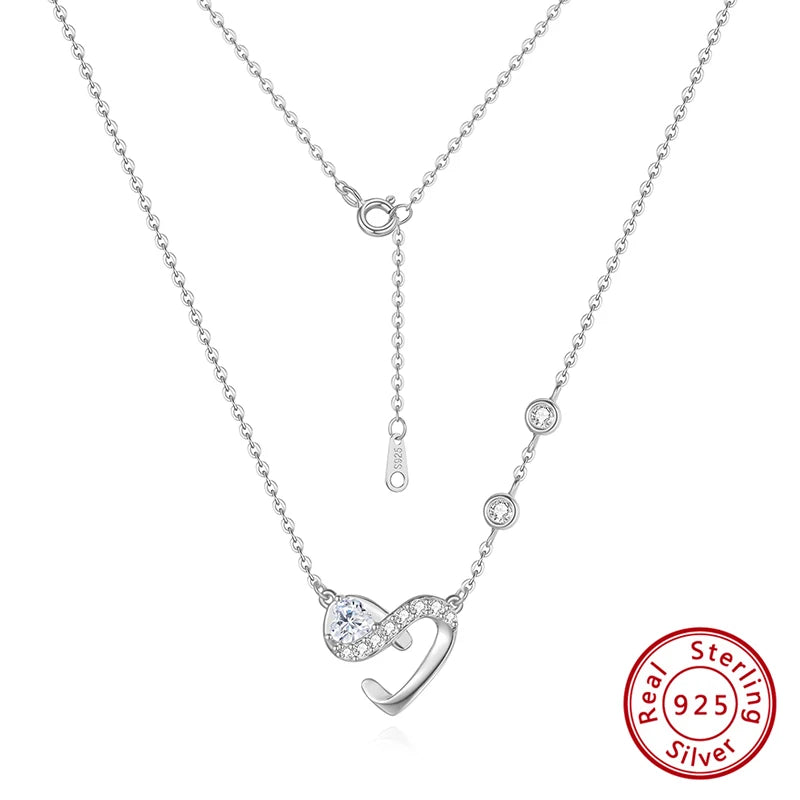 925 Silver Heart Pendant CZ Necklace for Women Christmas Gift