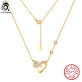925 Silver Heart Pendant CZ Necklace for Women Christmas Gift