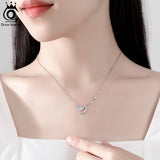 925 Silver Heart Pendant CZ Necklace for Women Christmas Gift