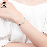 925 Silver Heart Austrian Crystal Bracelet for Women SWB05