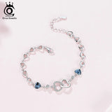 925 Silver Heart Austrian Crystal Bracelet for Women SWB05
