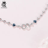 925 Silver Heart Austrian Crystal Bracelet for Women SWB05