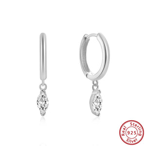 925 Silver Marquise Drop Earrings 14K CZ Hoops Party Jewelry
