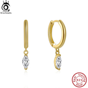 925 Silver Marquise Drop Earrings 14K CZ Hoops Party Jewelry