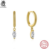 925 Silver Marquise Drop Earrings 14K CZ Hoops Party Jewelry