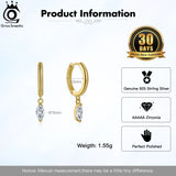 925 Silver Marquise Drop Earrings 14K CZ Hoops Party Jewelry